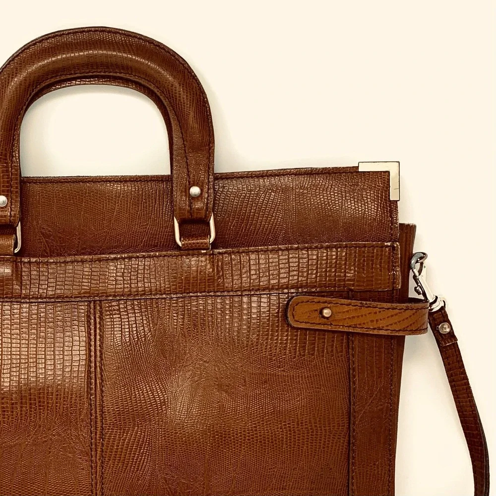 Smart Bags Vintage Brown Lizard Embossed Leather Briefcase Satchel Made in USA